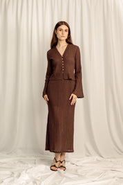 Evelina Petite Long Sleeve Top - Chocolate