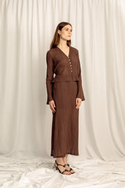 Evelina Petite Long Sleeve Top - Chocolate