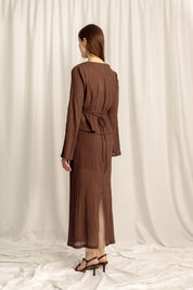 Evelina Petite Long Sleeve Top - Chocolate