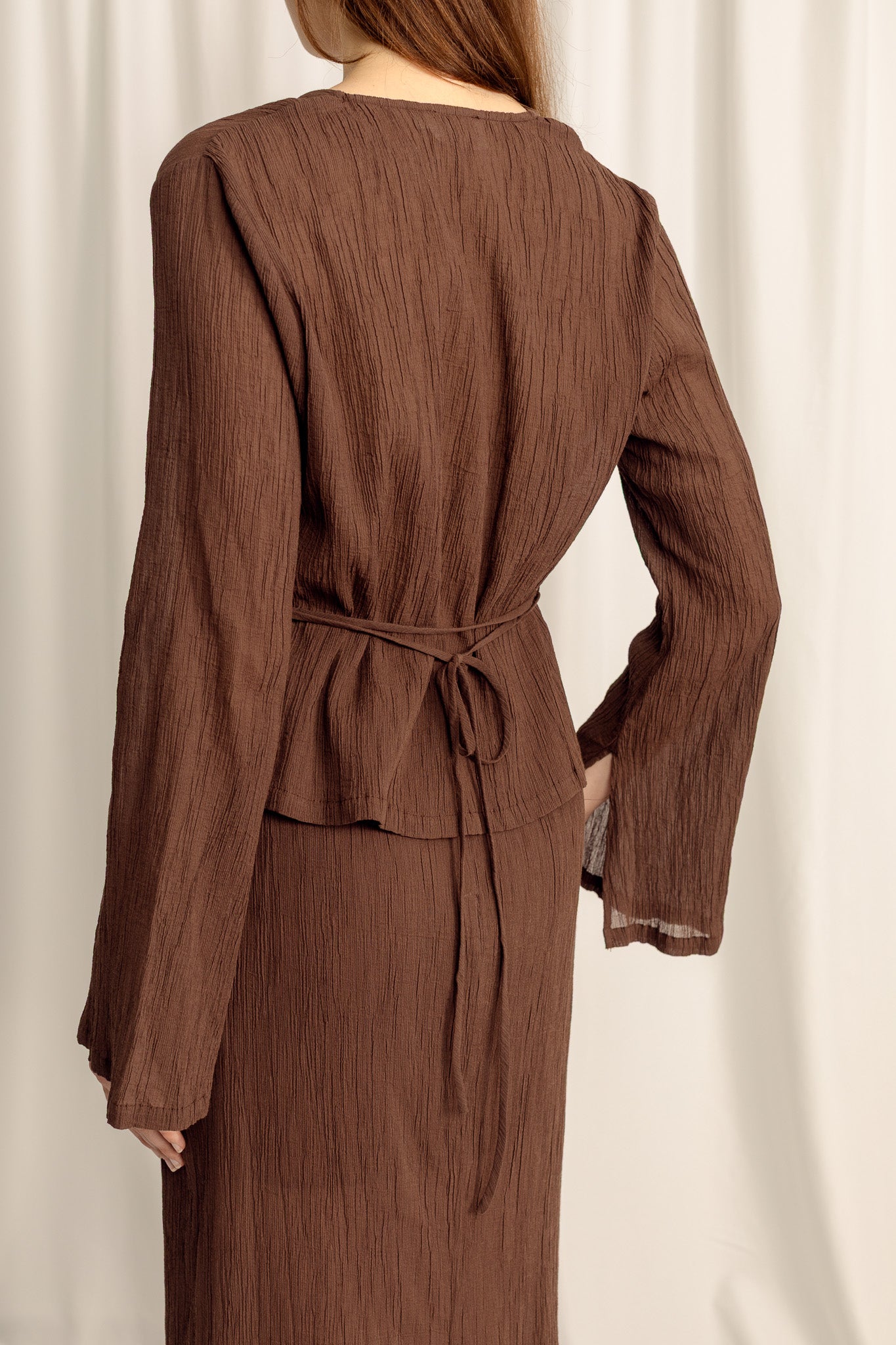 Evelina Petite Long Sleeve Top - Chocolate