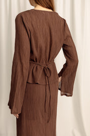 Evelina Petite Long Sleeve Top - Chocolate