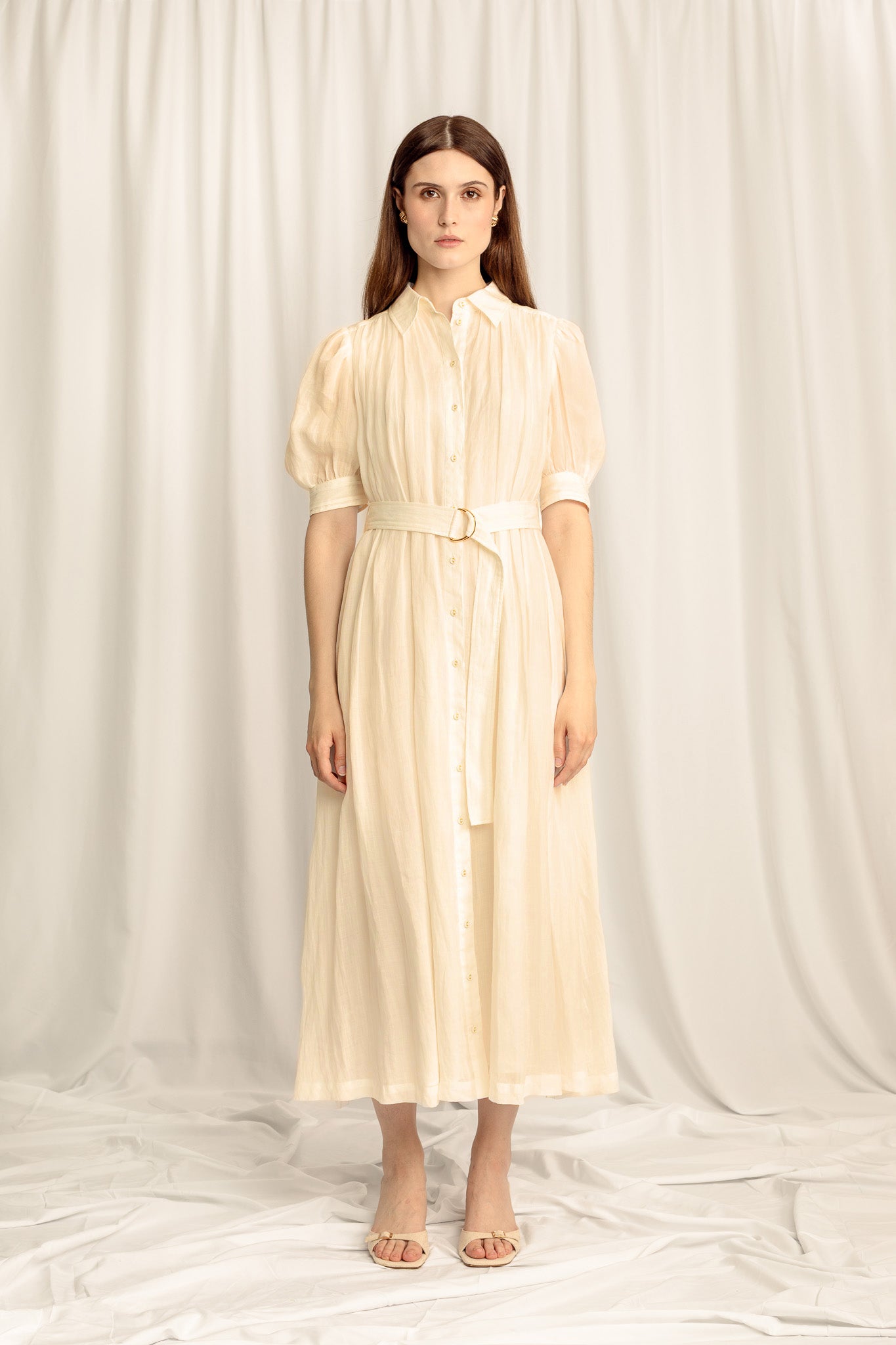 May Midi Shirt Dress - Apricot