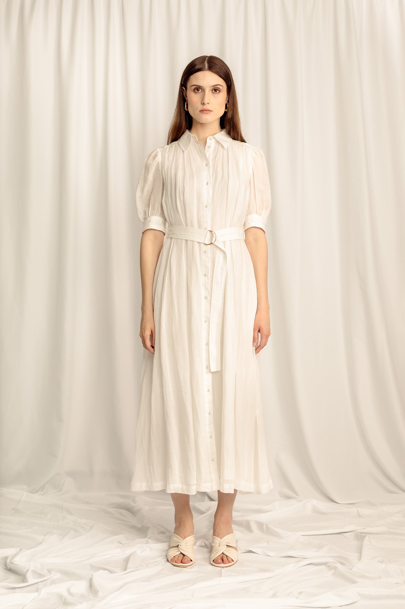 May Midi Shirt Dress - White