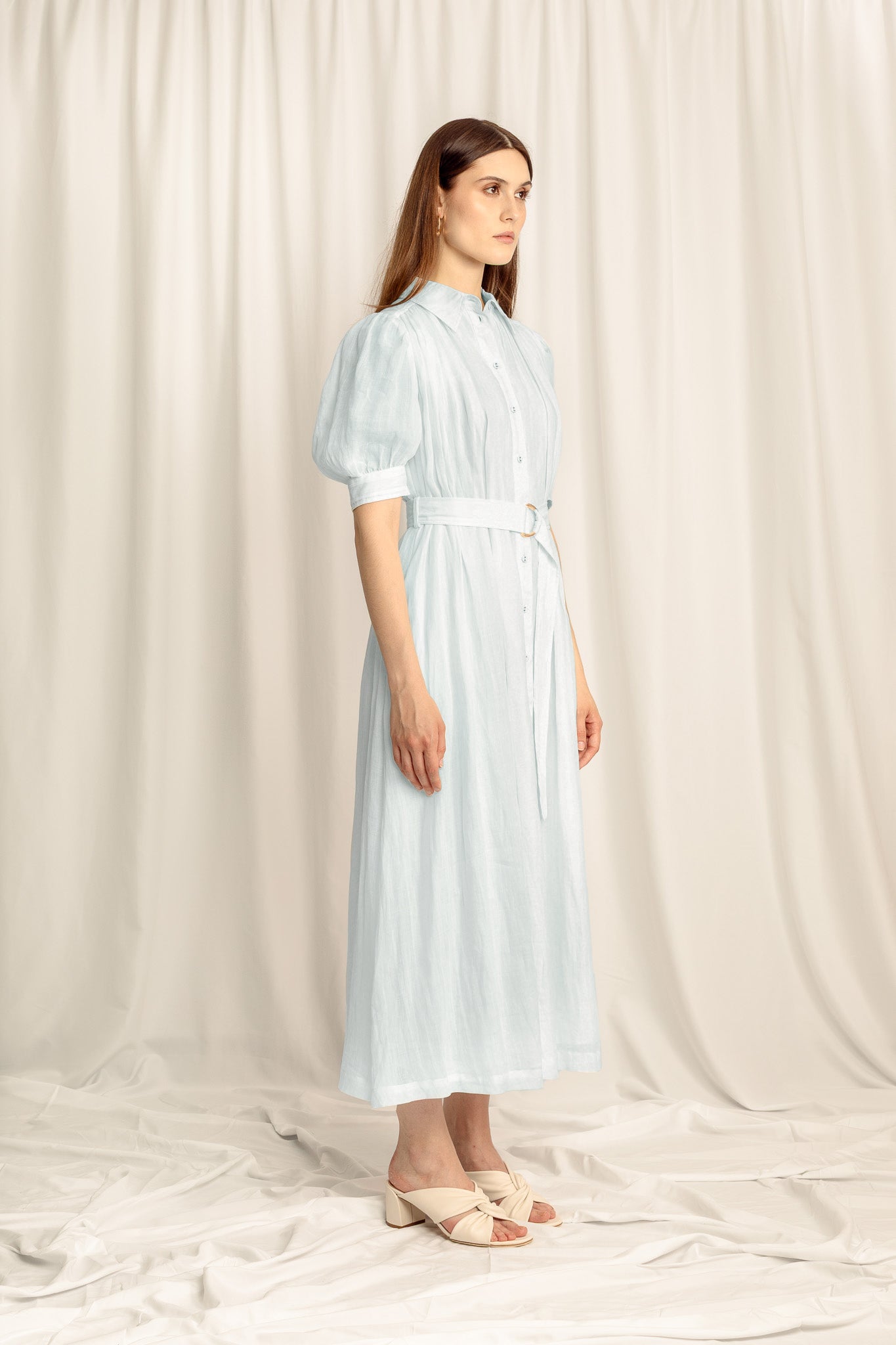May Midi Shirt Dress - Powder Blue