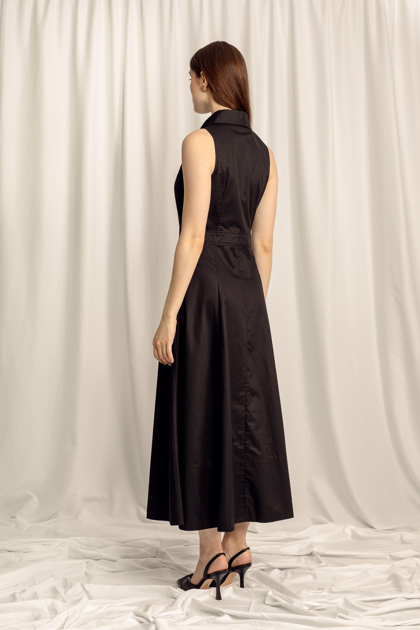 Vivienne Midi Shirt Dress - Black