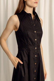 Vivienne Midi Shirt Dress - Black