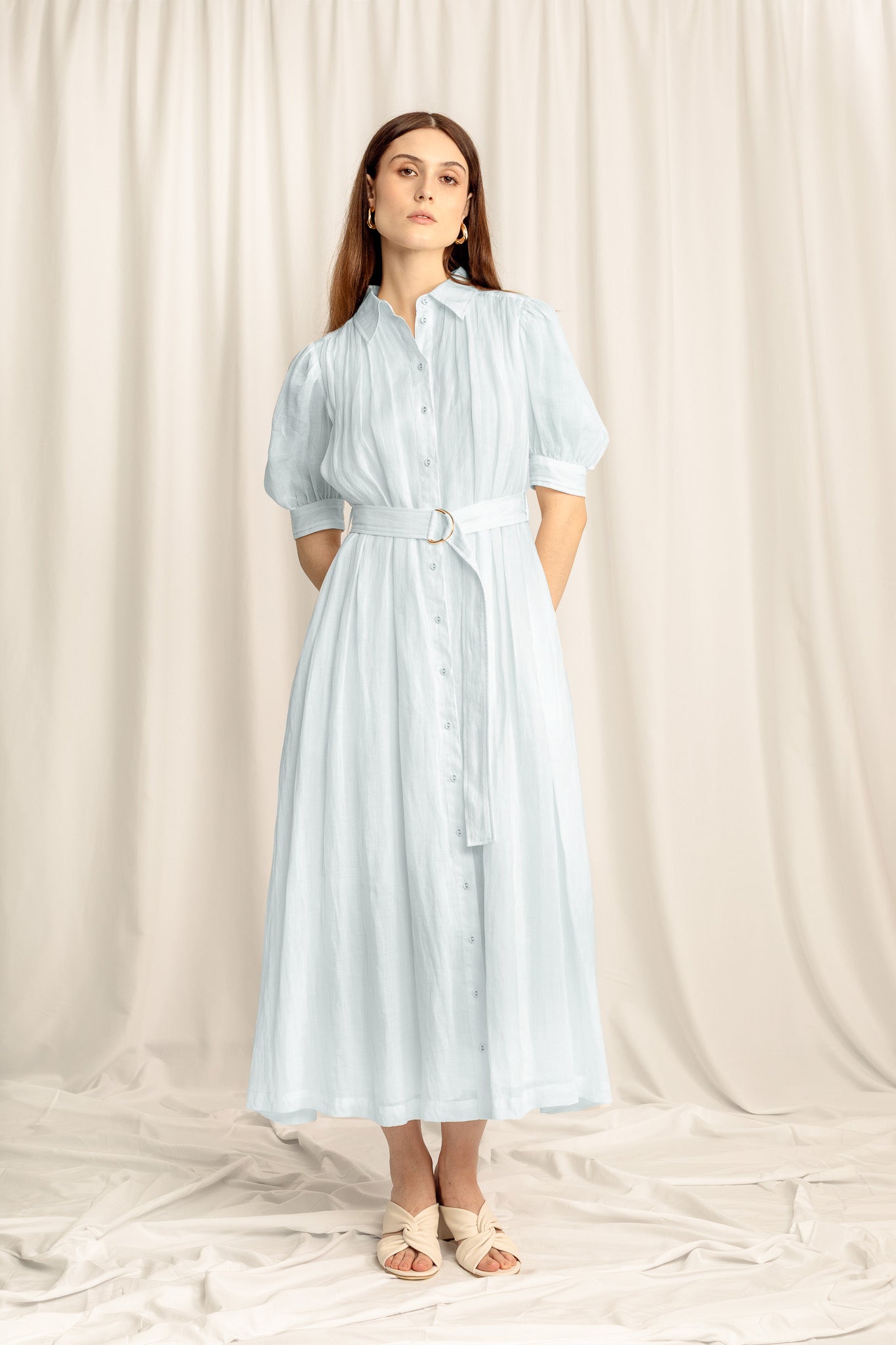 May Midi Shirt Dress - Powder Blue
