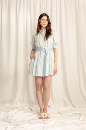 Faye Mini Shirt Dress V2 - Powder Blue