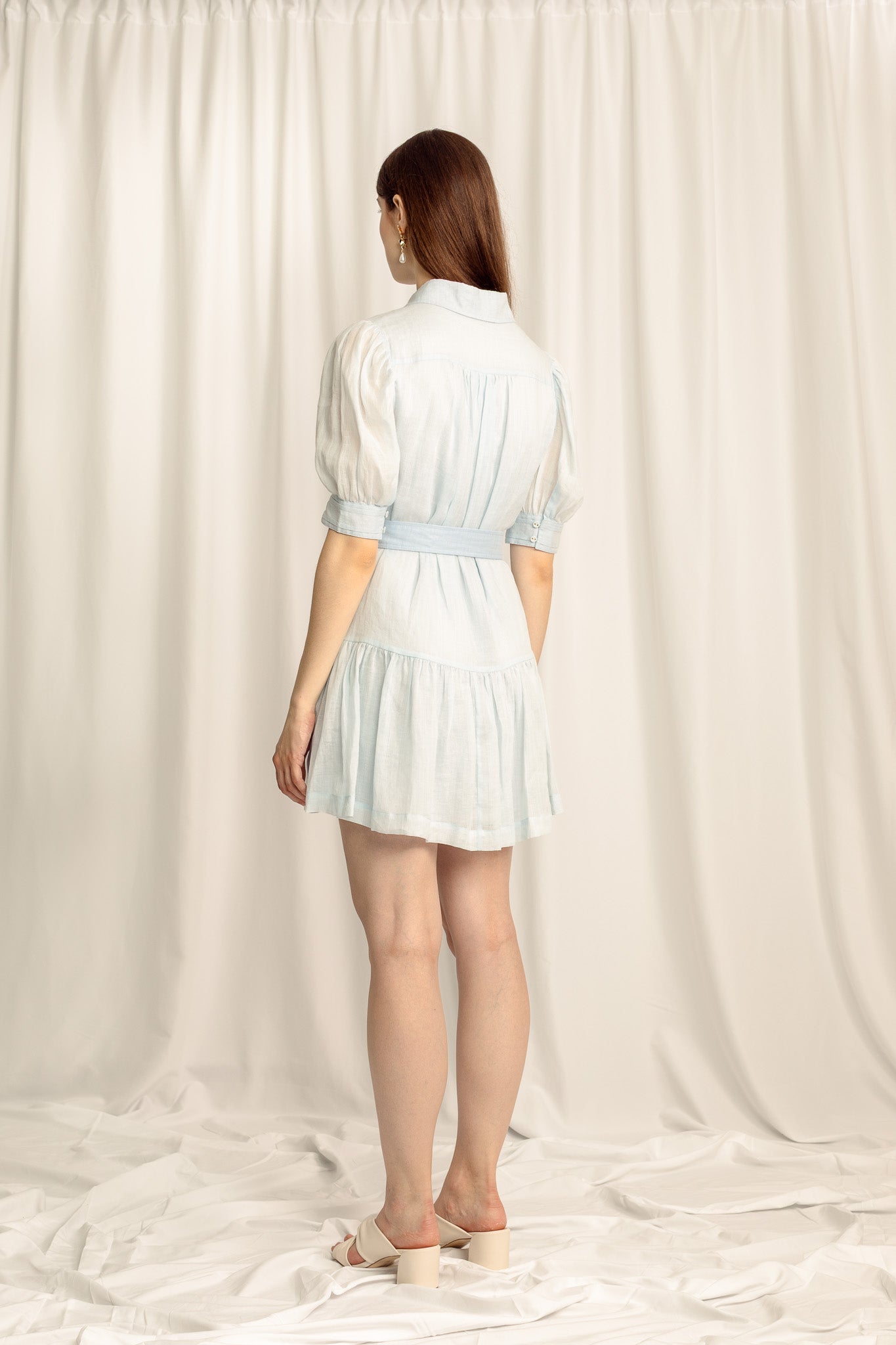 Faye Mini Shirt Dress V2 - Powder Blue