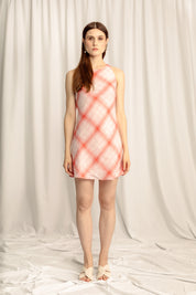 Lumina Linen Mini Dress - Strawberry Plaid