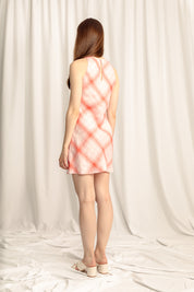 Lumina Linen Mini Dress - Strawberry Plaid