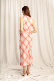 Lumina Linen Midi Dress - Strawberry Plaid