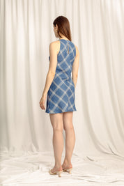 Lumina Linen Mini Dress - Classic Blue Plaid