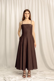 Reverie Petite Silk Cotton Maxi Dress - Espresso