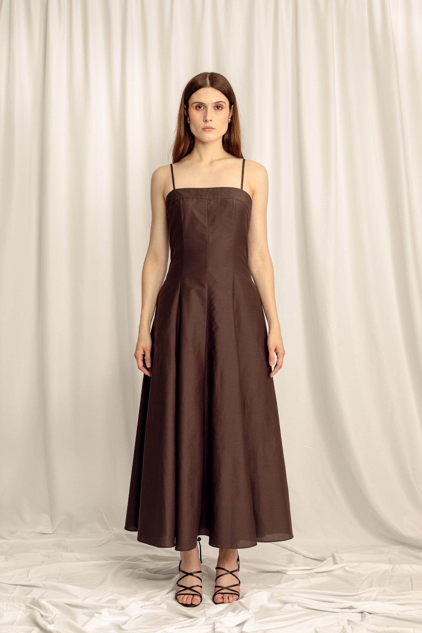 Reverie Silk Cotton Maxi Dress - Espresso