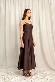 Reverie Petite Silk Cotton Maxi Dress - Espresso
