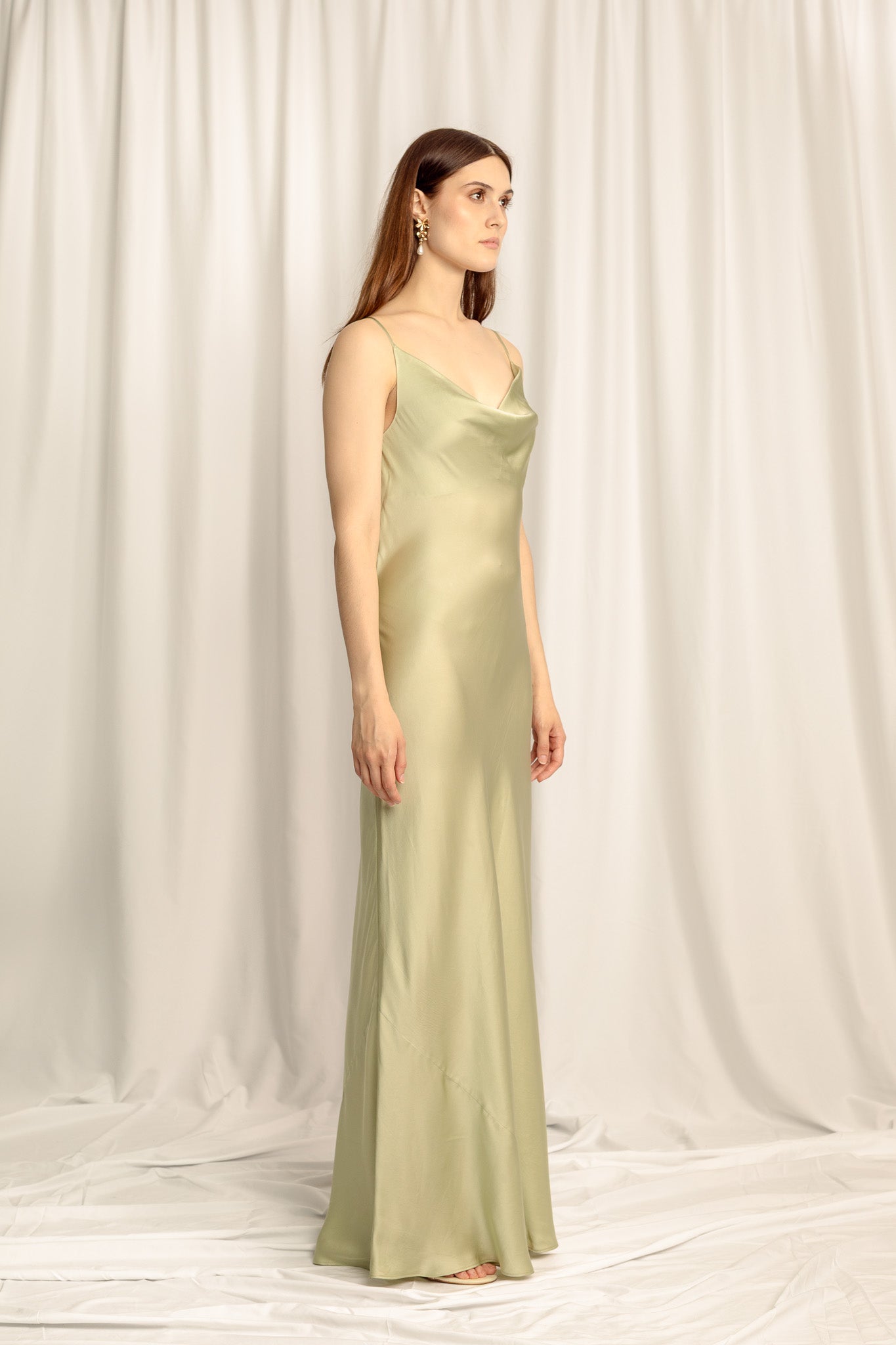 Epiphany Silk Maxi Dress - Pistachio