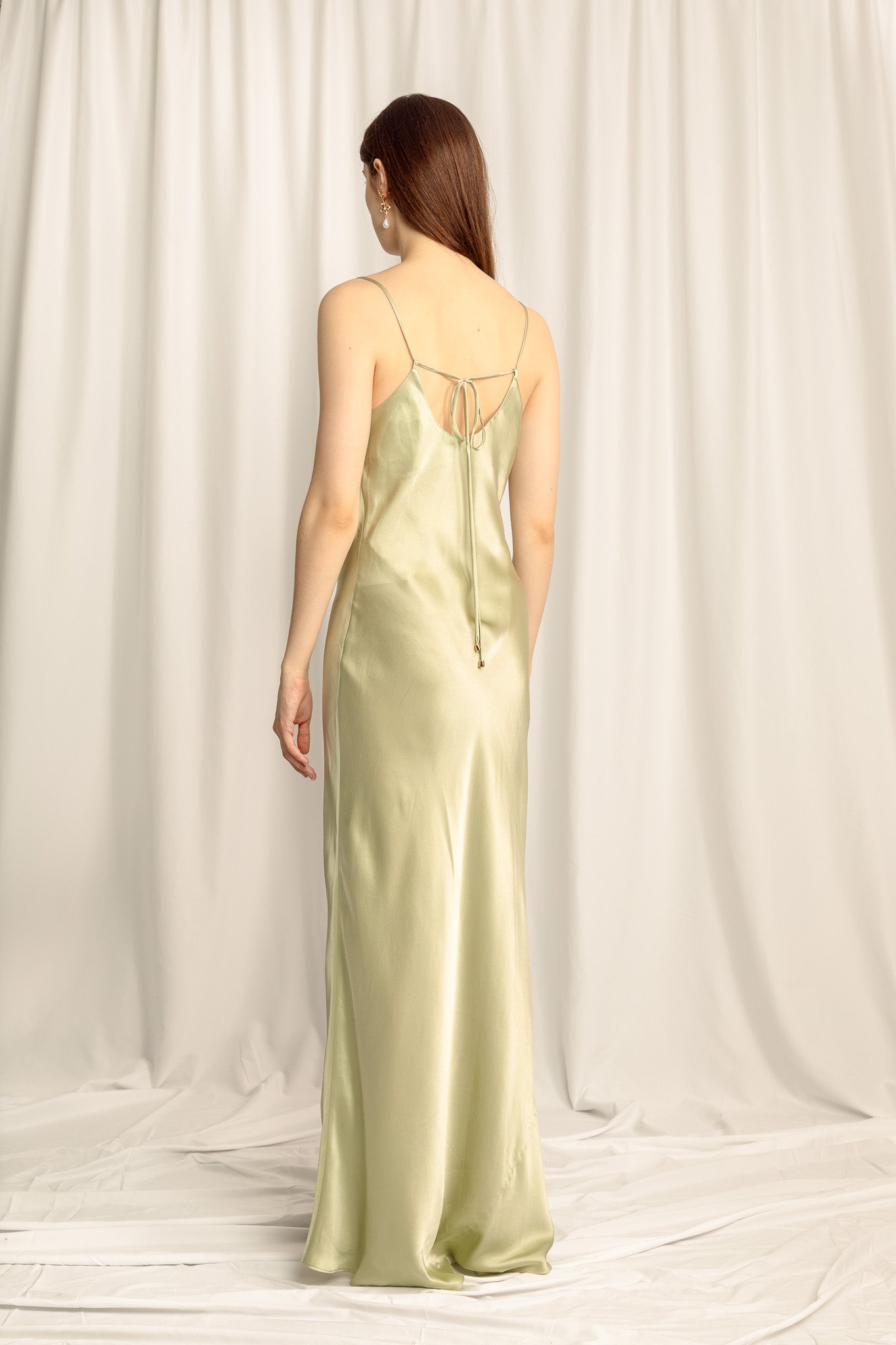 Epiphany Silk Maxi Dress - Pistachio