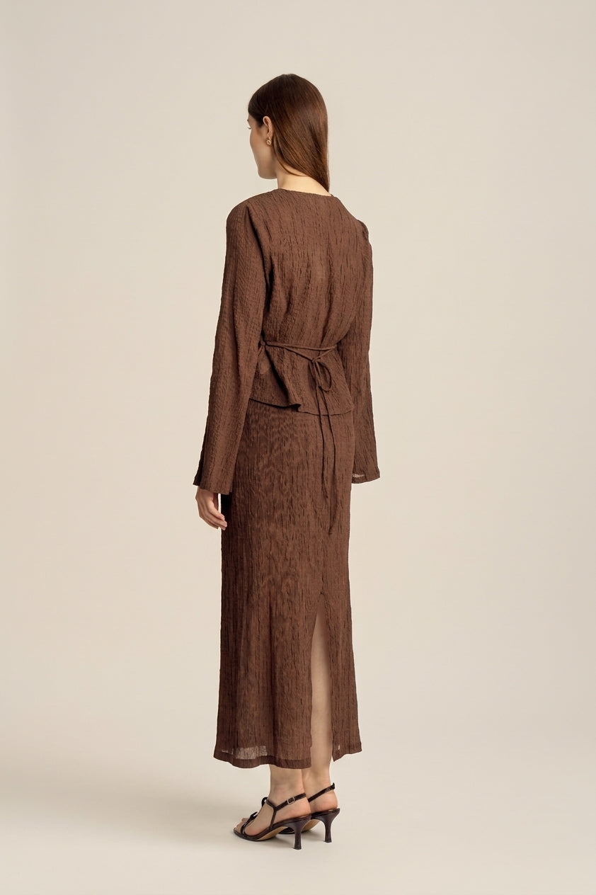 Evelina Long Sleeve Top - Chocolate
