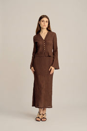 Evelina Long Sleeve Top - Chocolate