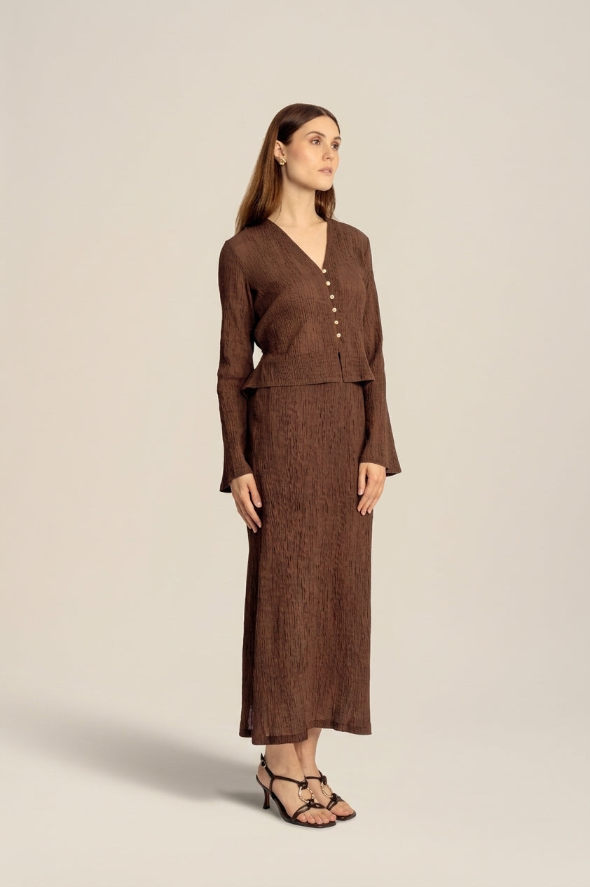 Evelina Long Sleeve Top - Chocolate
