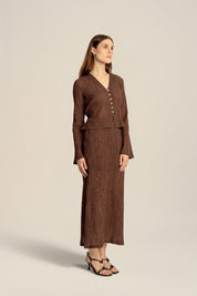 Evelina Long Sleeve Top - Chocolate