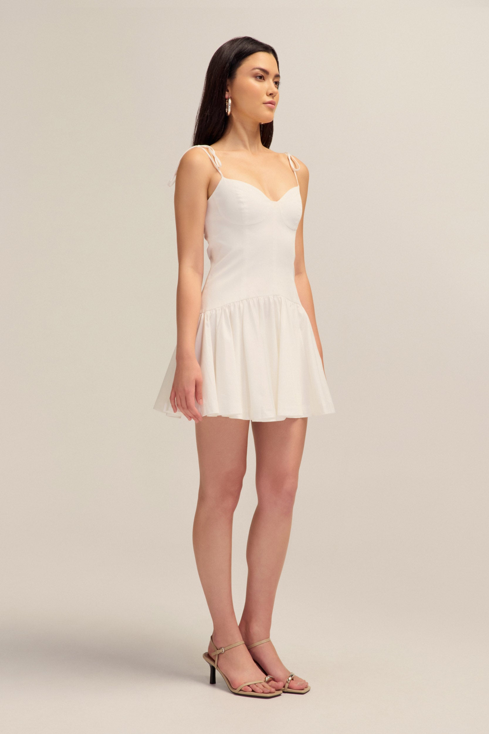 Evette White Cotton Mini Dress