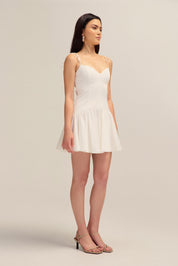 Evette White Cotton Mini Dress