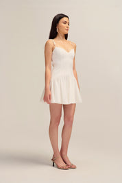Evette White Cotton Mini Dress