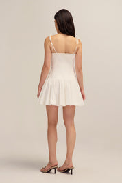 Evette White Cotton Mini Dress