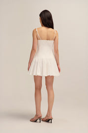 Evette White Cotton Mini Dress