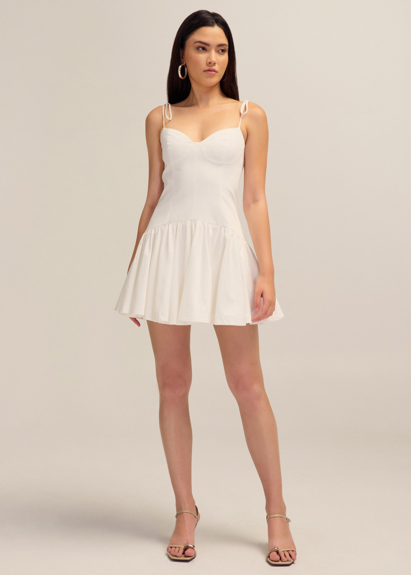 Evette White Cotton Mini Dress