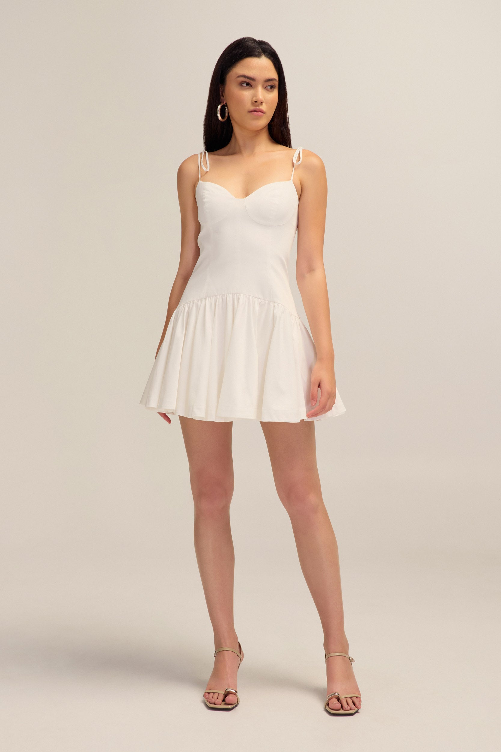 Evette White Cotton Mini Dress