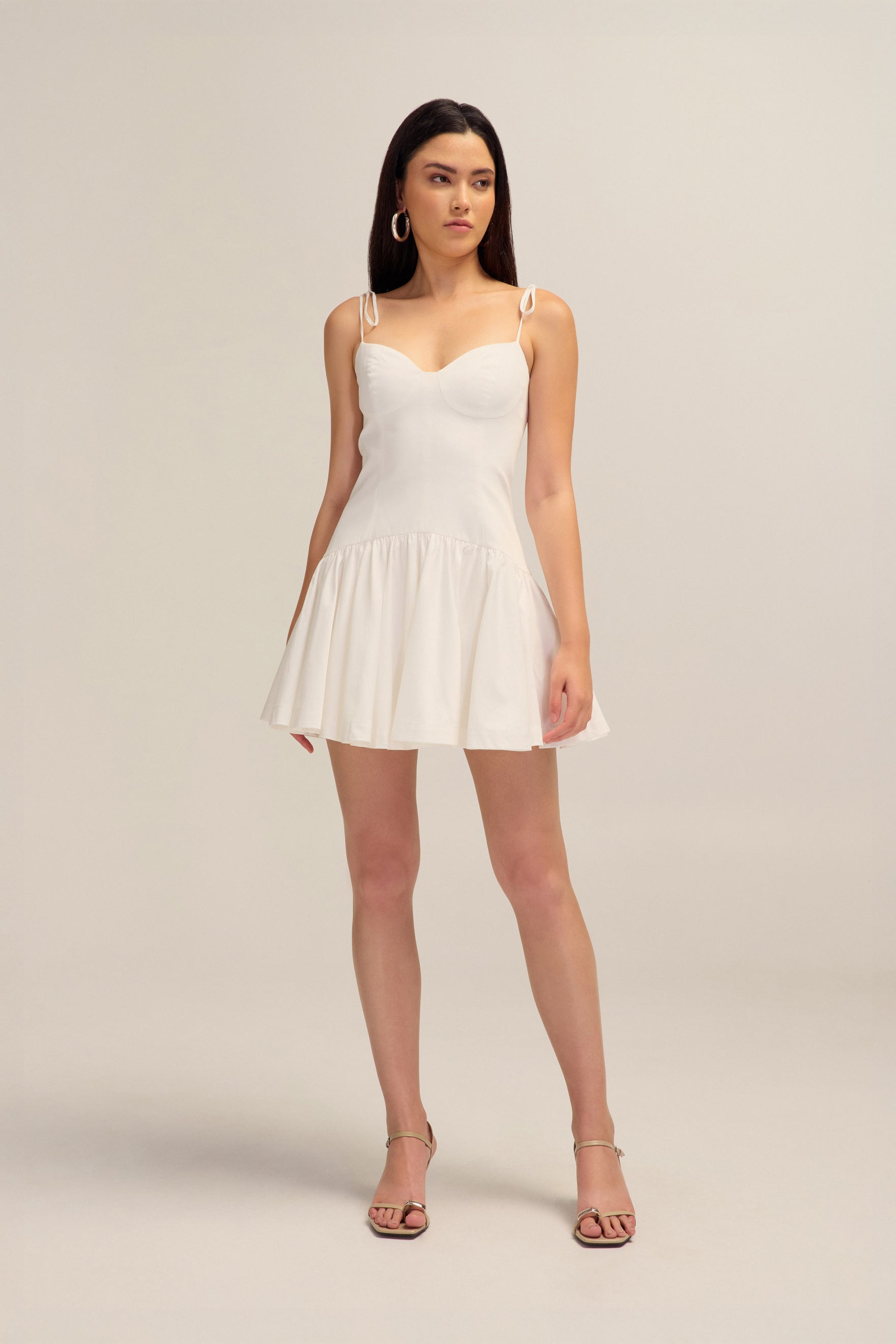 Evette White Cotton Mini Dress