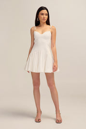 Evette White Cotton Mini Dress