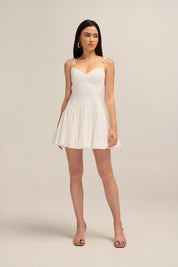 Evette White Cotton Mini Dress