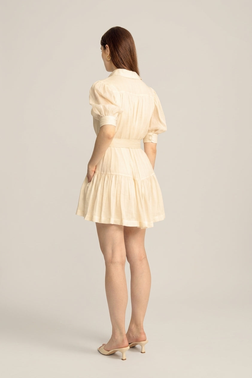 Faye Mini Shirt Dress V1 - Apricot