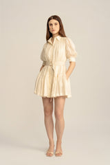 Faye Mini Shirt Dress V1 - Apricot