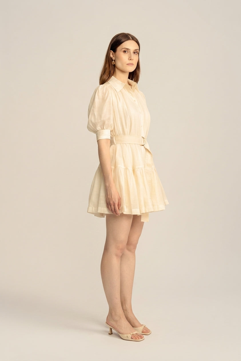 Faye Mini Shirt Dress V1 - Apricot