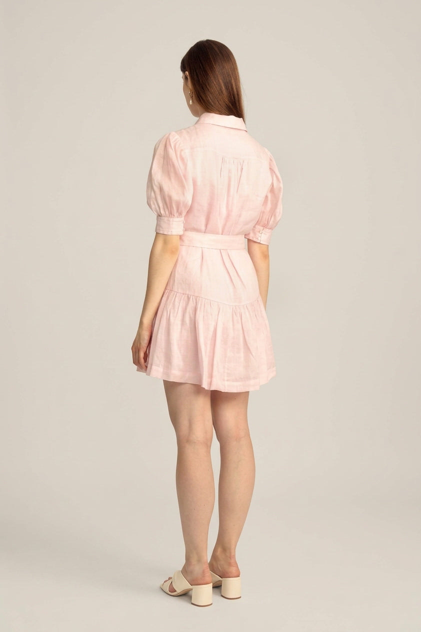 Faye Mini Shirt Dress V2 - Blush Pink
