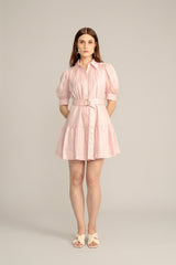 Faye Mini Shirt Dress V2 - Blush Pink