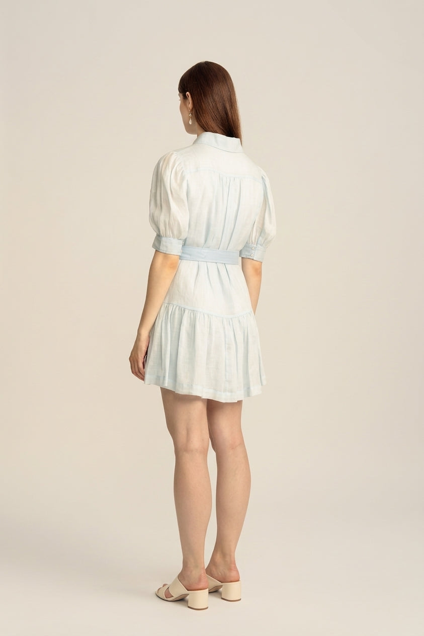 Faye Mini Shirt Dress V2 - Powder Blue