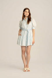 Faye Mini Shirt Dress V2 - Powder Blue