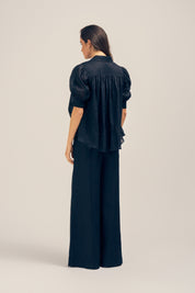 Faye Black Sheer Ramie Top Back