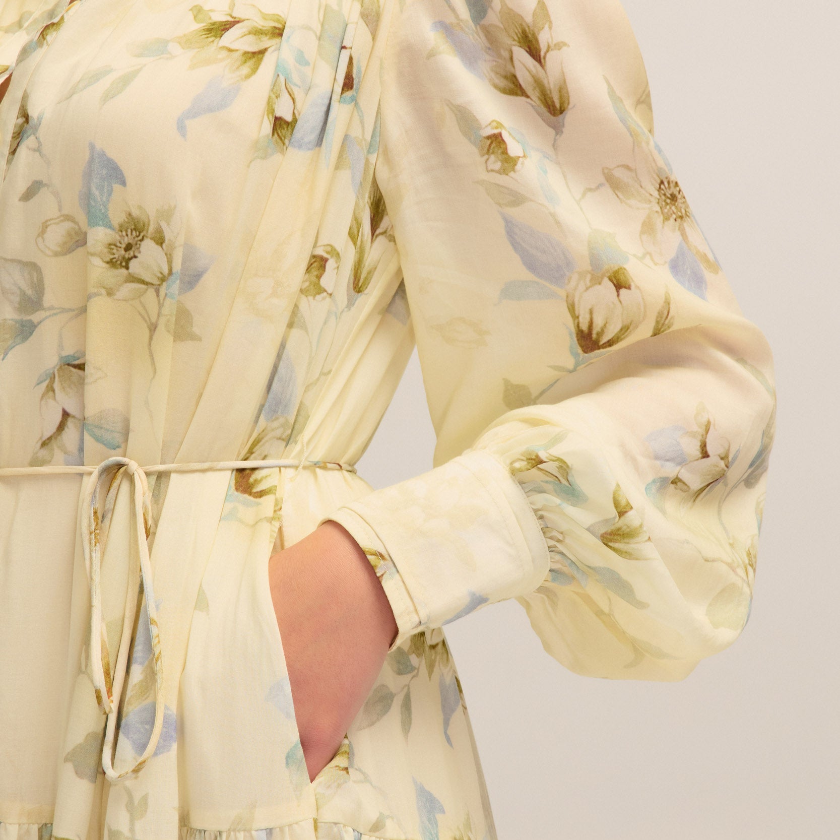 Faye Maxi Tencel Misty Floral Dress Sleeve