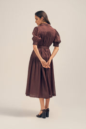 Faye Midi Shirt Dress Ramie Raisin Back
