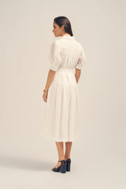 Faye Midi Shirt Dress Ramie White Back