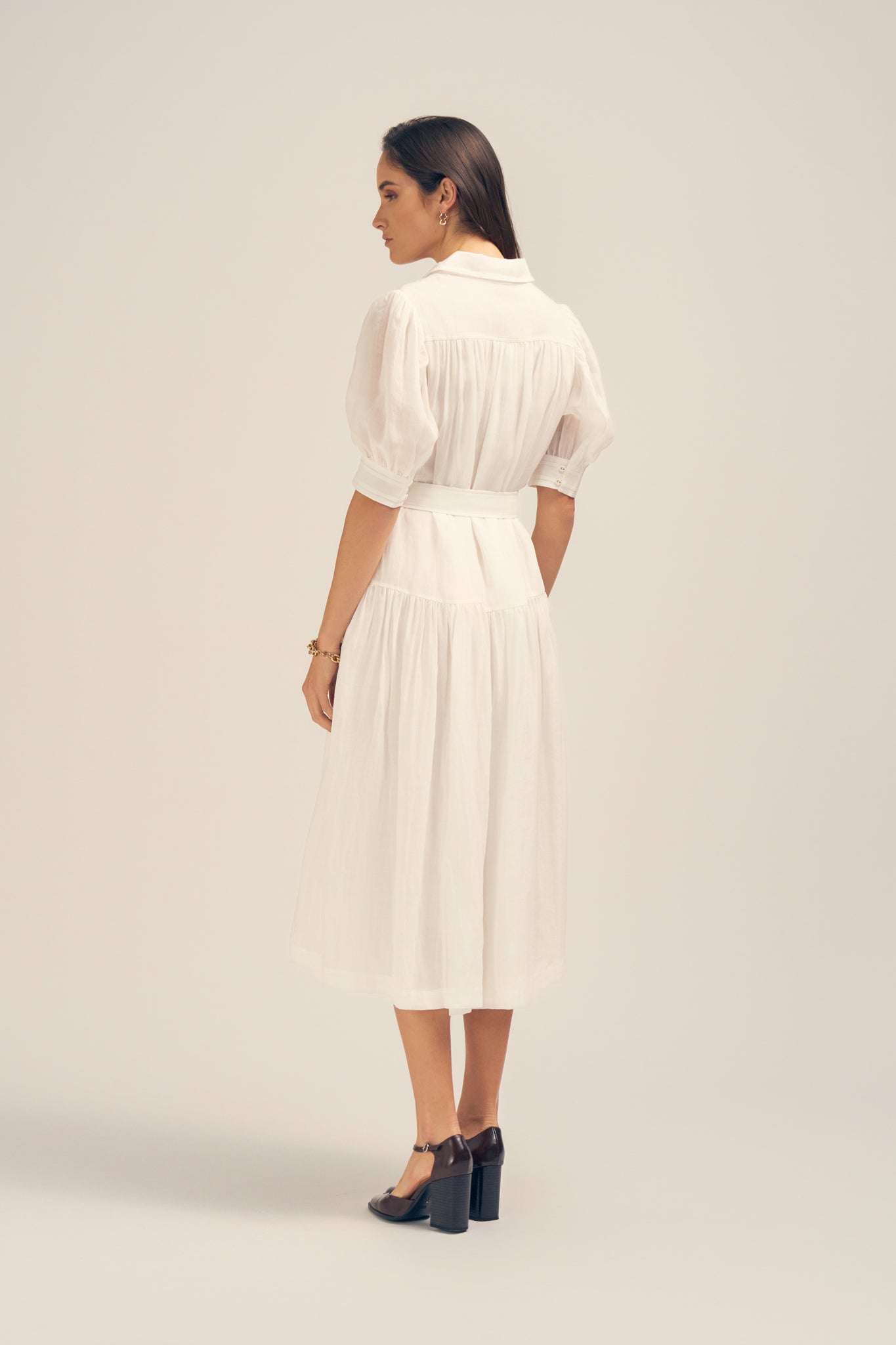 Faye Midi Ramie Shirt Dress White Colleen Collective Faye Midi Ramie Shirt Dress White Colleen Collective