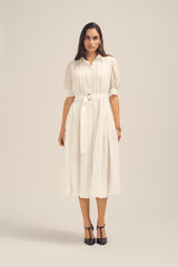 Faye Midi Shirt Dress V1 - White