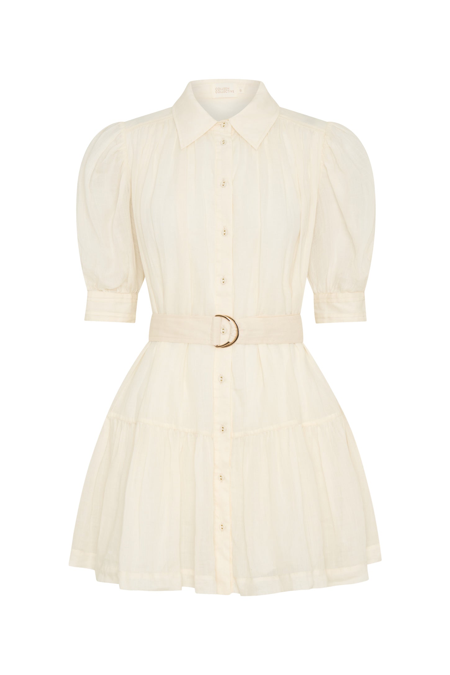 Faye Mini Ramie Shirt Dress - Apricot Colleen Collective Faye Mini Ramie Shirt Dress - Apricot Colleen Collective
